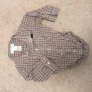 Janie Jack plaid button down onesie 6-12m